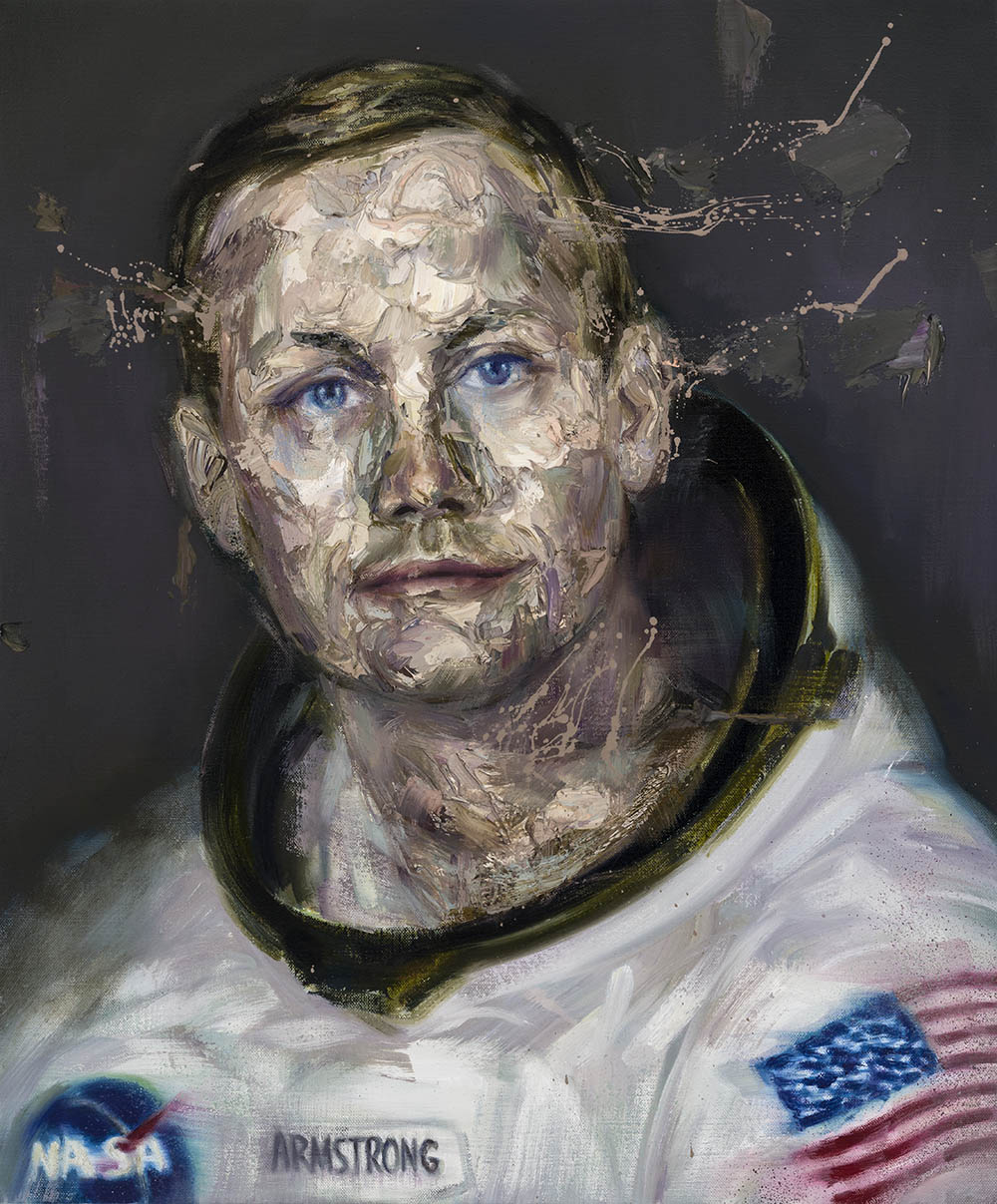A portrait titled Neil Amstrong by Artist Mathieu Laca