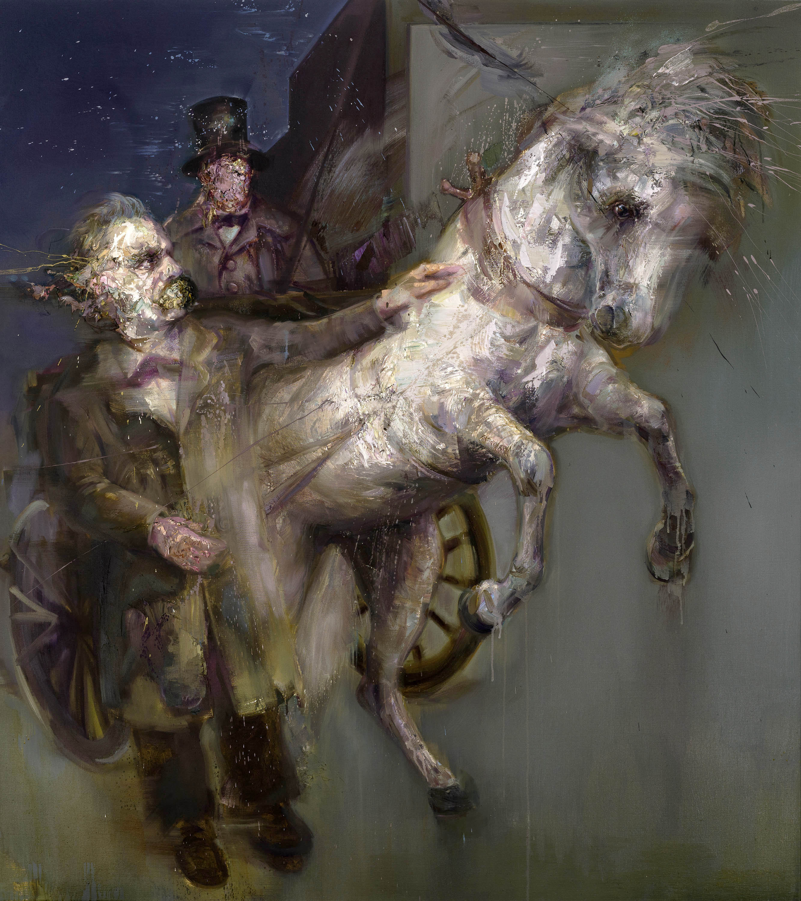 Nietzsche's madness crisis when meeting a horse depicted in painting.