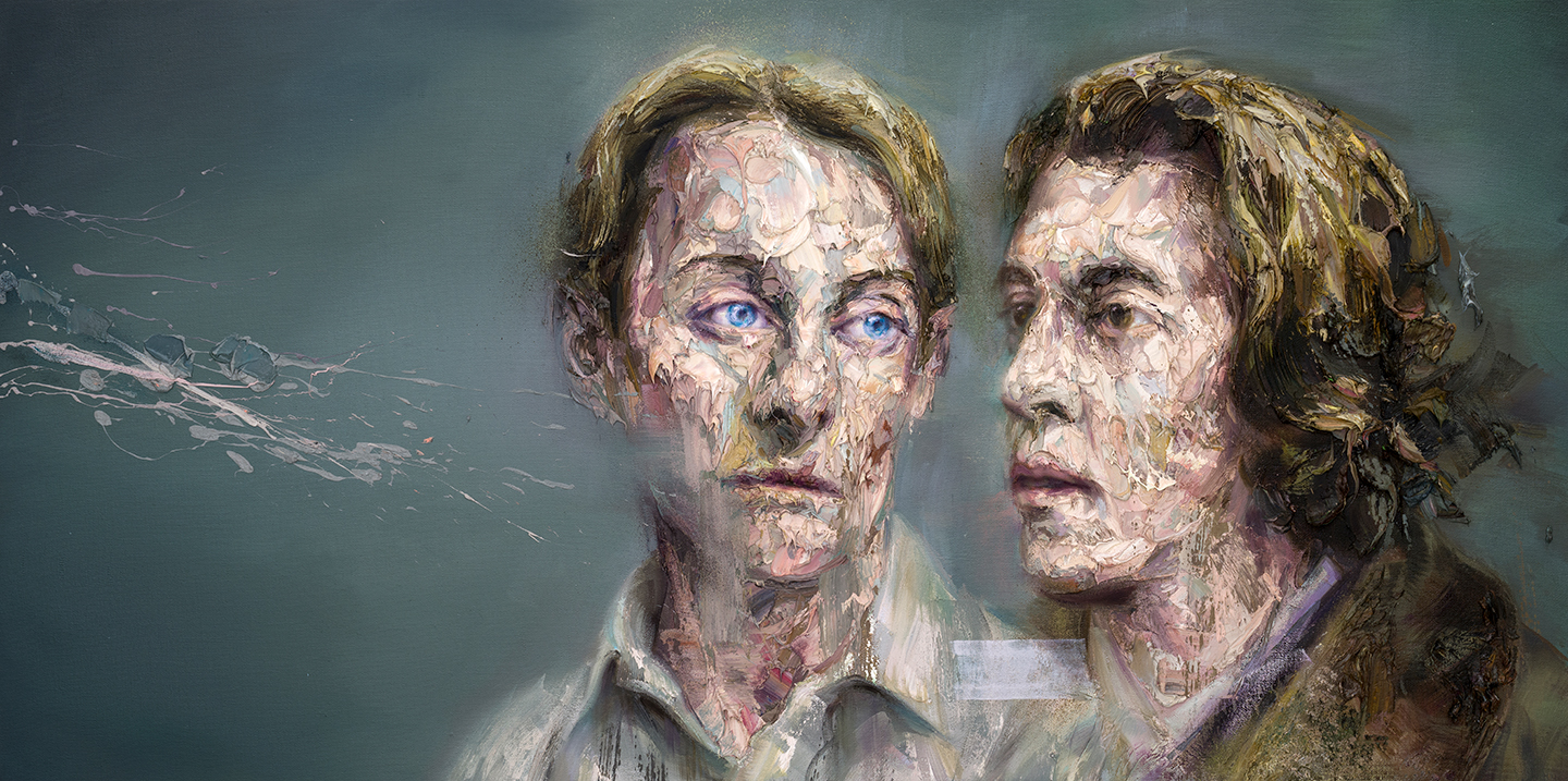 Lord Alfred Douglas and Oscar Wilde, oil on linen, 36"X72", 2019