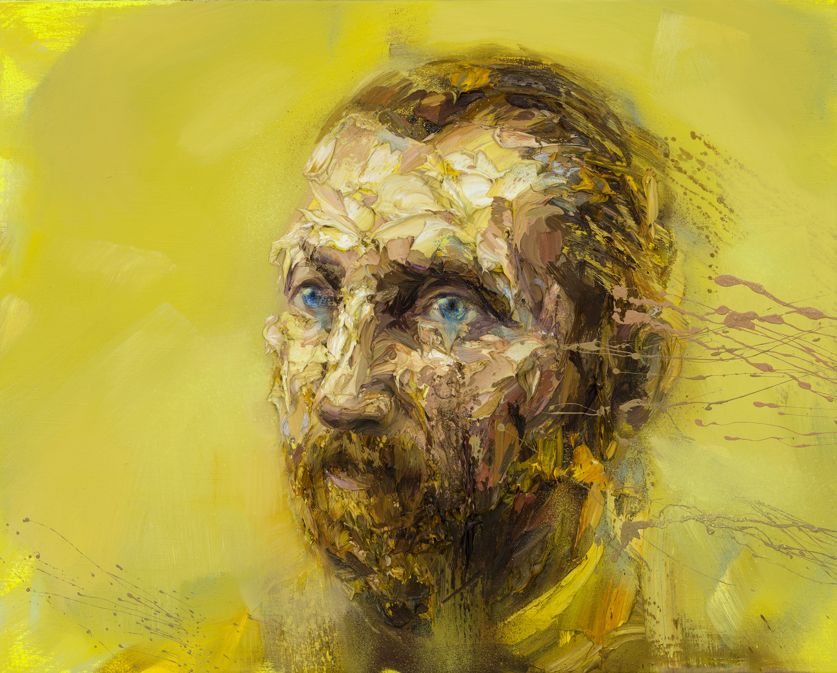 A portrait titled Study for Vincent Van Gogh in Yellow by Artist Mathieu Laca