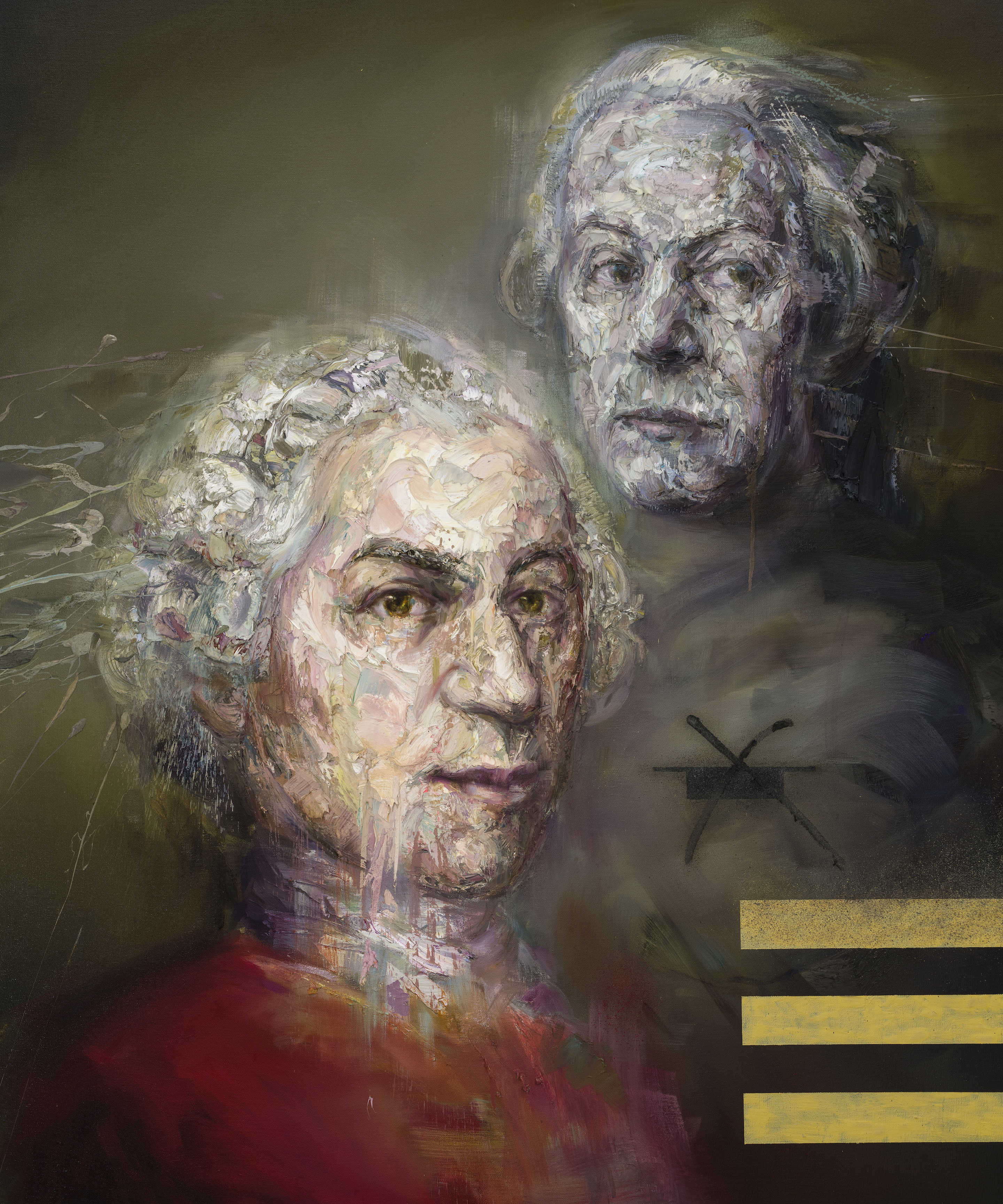 A portrait titled Wolfgang and Leopold Mozart by Artist Mathieu Laca